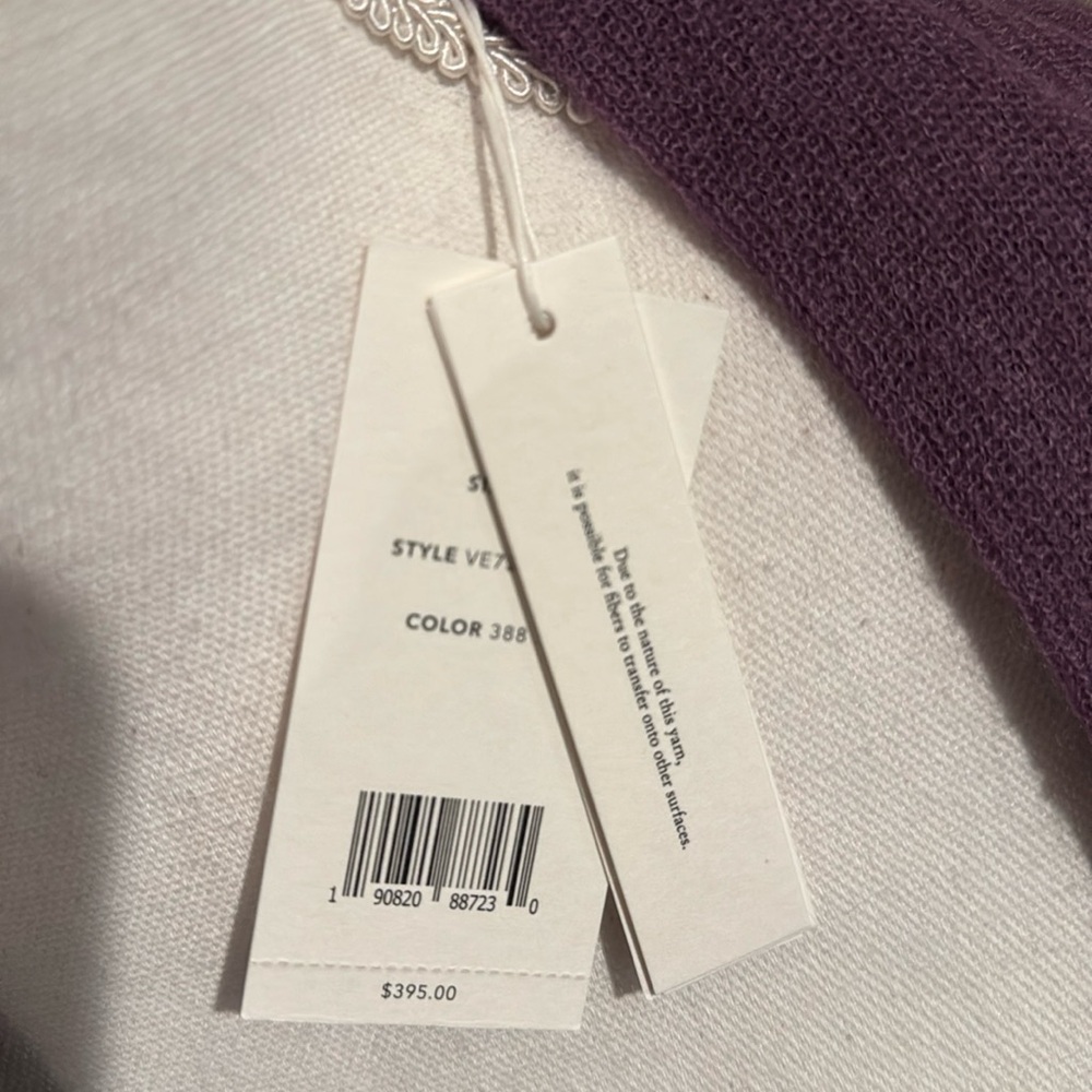 Vince NWT mohair and wool blend ribbed open cardigan in Purple Fig - Picture 7 of 11